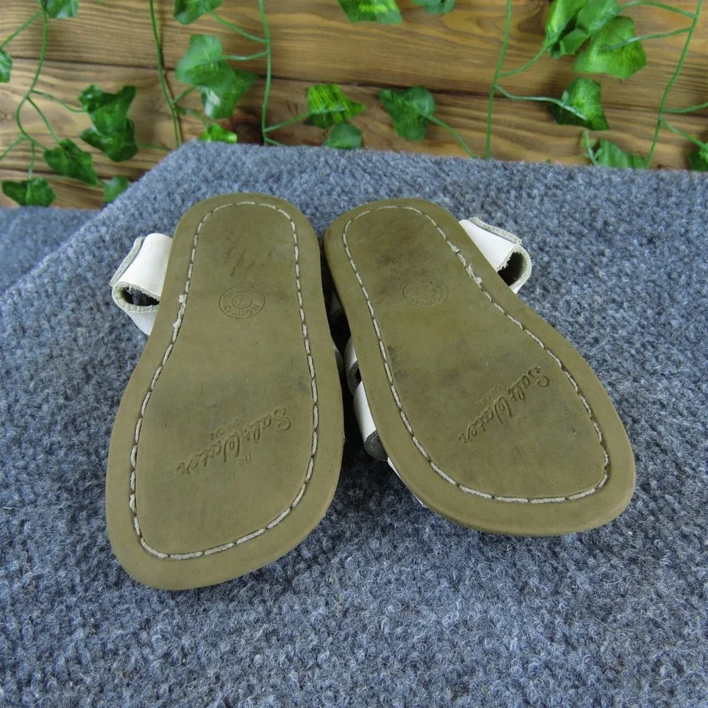 Salt Water Girls Ankle Strap  Sz T‎ 7 Medium White Leather Buckle